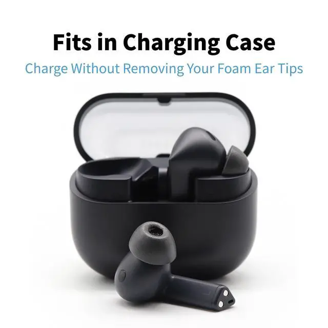 Alt view image 6 of 7 - TWo-220-C TrueGrip MAX Memory Foam Ear Tips | For Technics EAH-AZ100, Denon PerL Pro, Soundcore, CMF & More, Better Comfort, Greater Noise Isolation, Black S/M/L (3 Pairs)