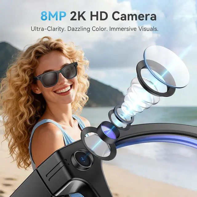 Alt view image 2 of 7 - AI Smart Glasses with Camera, 1080P HD Video Recording, Hands-Free Video & Photo Recording, Real-Time Translation, Bluetooth Open-Ear Audio, Smart Glasses for Travel, Meetings & Vlogging