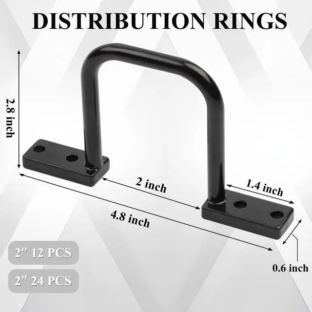 Alt view image 2 of 6 - 2" Aluminum Cable Management D Ring 12 Pack Cable Organizer Black | Aluminum Alloy | Gloves included | Easy Screw-Mount | Tangle Free Solutions for Home & Office