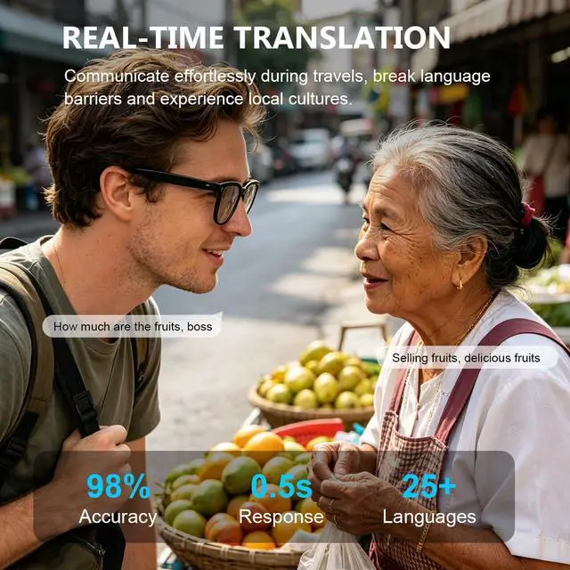Alt view image 3 of 7 - AI Smart Glasses with 8MP Camera 1080P Video Recording Sunglasses AI Assistant Real Time Translation smart Glasses for Travel Work Vlog (Video Version)