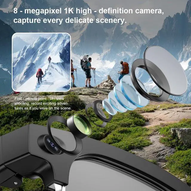 Alt view image 5 of 7 - AI Smart Glasses with 8MP Camera 1080P Video Recording Sunglasses AI Assistant Real Time Translation smart Glasses for Travel Work Vlog (Video Version)