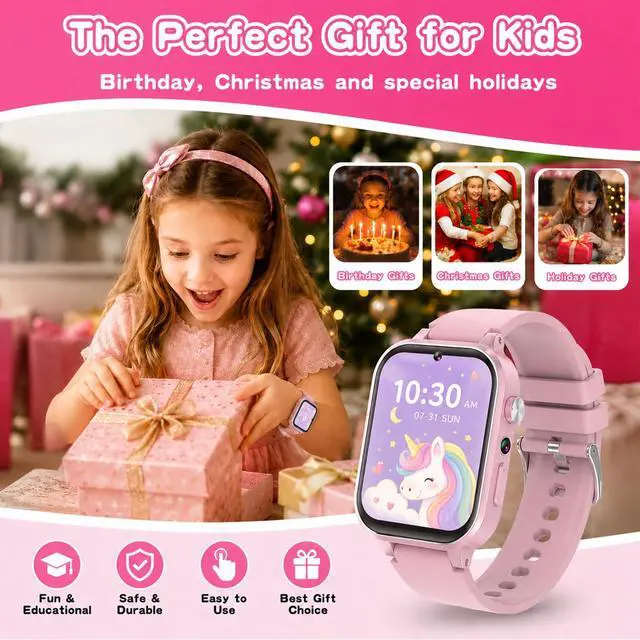 Alt view image 5 of 7 - Kids Smart Watch for Girls Age 5-12, 39 Games Touch Screen Watch with Camera, Video Recorder, Music Player, Pedometer, Habit Tracker, No App Needed, Birthday Gift for Girls Ages 6-10