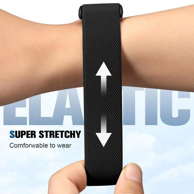 Alt view image 6 of 7 - Stretchy Band Compatible with Whoop 5.0 Bands One, Peak and Life/MG, Breathable Adjustable Soft Solo Loop Elastic Nylon Sport Strap Accessories for Whoop Band 5.0 Fitness Activity Tracker,Black