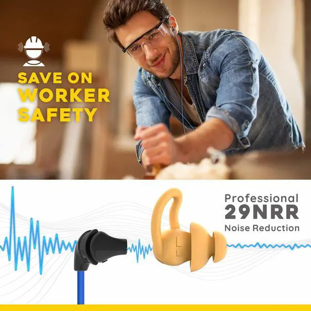 Alt view image 2 of 7 - Ear Plug Headphones for Work, Custom-fit Work Earbuds Earphones-Safety Headphones for Construction Industrial