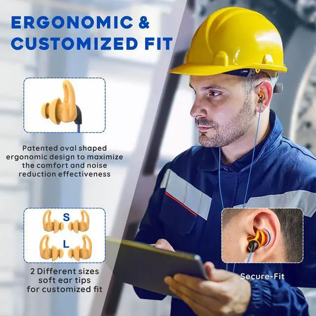 Alt view image 3 of 7 - Ear Plug Headphones for Work, Custom-fit Work Earbuds Earphones-Safety Headphones for Construction Industrial
