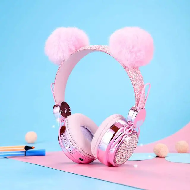 Alt view image 6 of 6 - Wireless Girls Headphones Bluetooth, LED Light up Color Changing Kids Headphones with MIC, 10 Hours Anime Cute Headsets for School,Parties (Pink)