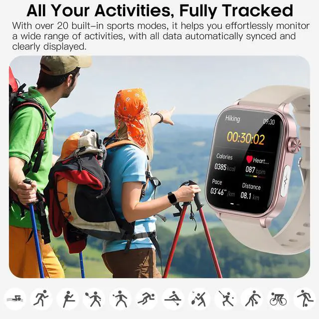 Alt view image 4 of 7 - Smart Watch for Women Men(Answer/Dial) 1.96" IPS Smartwatch, 24/7 Heart Rate/Blood Oxygen/Blood Pressure/Sleep Monitor, Blood and Body Composition,100+ Sports Modes Fitness Tracker (champagne gold)