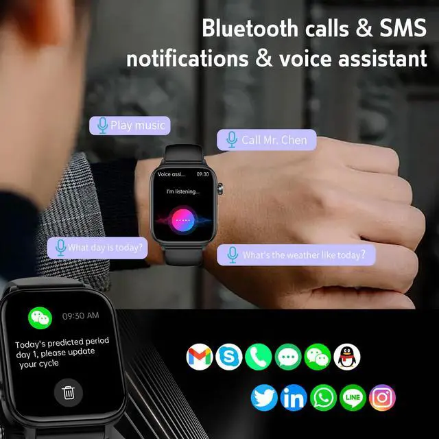 Alt view image 6 of 7 - Smart Watch for Women Men(Answer/Dial) 1.96" IPS Smartwatch, 24/7 Heart Rate/Blood Oxygen/Blood Pressure/Sleep Monitor, Blood and Body Composition,100+ Sports Modes Fitness Tracker (champagne gold)