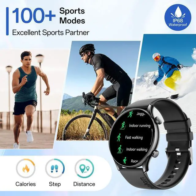 Alt view image 2 of 7 - GTR3 Super-Slim AMOLED Smart Watch, Fitness Tracker for Men Women | 1.43" AMOLED AOD display, 8.8mm ultra-slim fit for sports, rotary crown, call & app alerts for iOS & Android