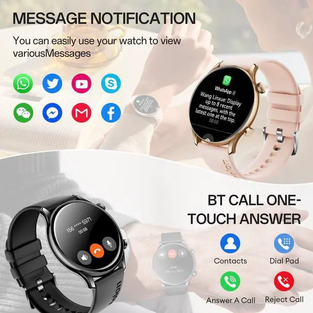 Alt view image 4 of 7 - GTR3 Super-Slim AMOLED Smart Watch, Fitness Tracker for Men Women | 1.43" AMOLED AOD display, 8.8mm ultra-slim fit for sports, rotary crown, call & app alerts for iOS & Android