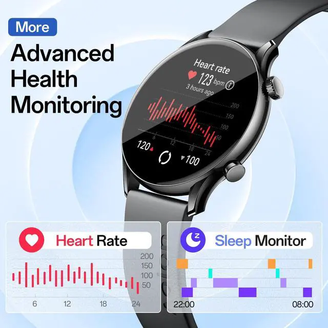 Alt view image 6 of 7 - GTR3 Super-Slim AMOLED Smart Watch, Fitness Tracker for Men Women | 1.43" AMOLED AOD display, 8.8mm ultra-slim fit for sports, rotary crown, call & app alerts for iOS & Android