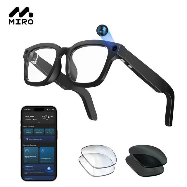 Alt view image 2 of 7 - Smart Glasses Real-Time Translation Powered AI Chat Assistant, 8MP Camera 3200W Pixels 1080P Video, 32GB Storage, 40-Min Fast Charge 120H Standby, Dual Mics Speakers