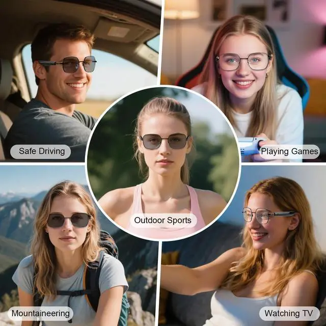 Alt view image 5 of 7 - Smart Glasses for Women Men, Intelligent Touch, Anti-Blue Light Bluetooth Glasses with Speakers, Polarized Sunglasses with Photochromic Lenses, Multifunctional Audio Glasses for Indoor & Outdoor