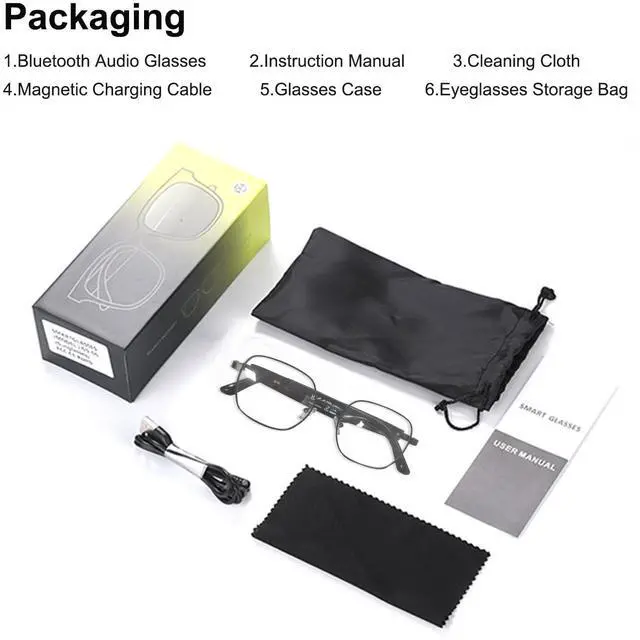 Alt view image 7 of 7 - Smart Glasses for Women Men, Intelligent Touch, Anti-Blue Light Bluetooth Glasses with Speakers, Polarized Sunglasses with Photochromic Lenses, Multifunctional Audio Glasses for Indoor & Outdoor