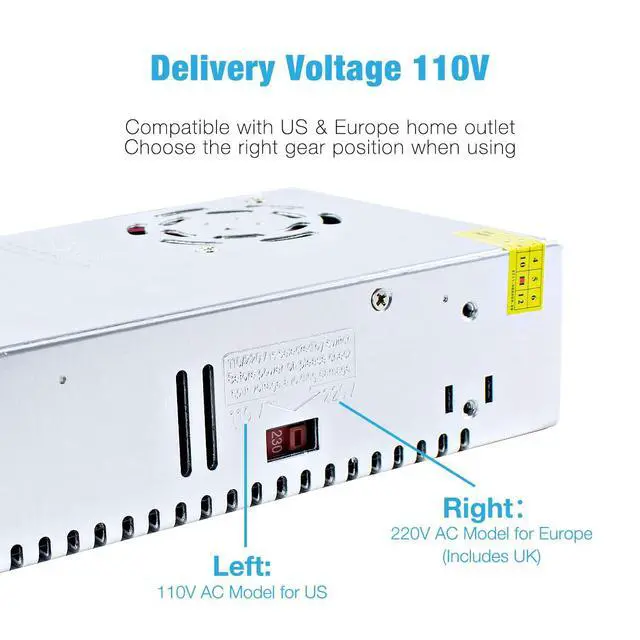 Alt view image 4 of 7 - 12V 50A 600W Universal Power Supply AC 110V/220V to DC 12V Regulated Switching Power Adapter Transformer LED Driver for LED Strip, CCTV Camera System
