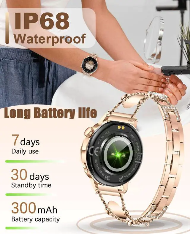Alt view image 6 of 7 - Smart Watch for Women 1.27" HD Touch Screen Fitness Watch,Bluetooth Call&Message Notifications Heart Rate/Sleep Monitor Smartwatch, IP68 Waterproof 100+ Sport Modes (Rose Gold RT-220)