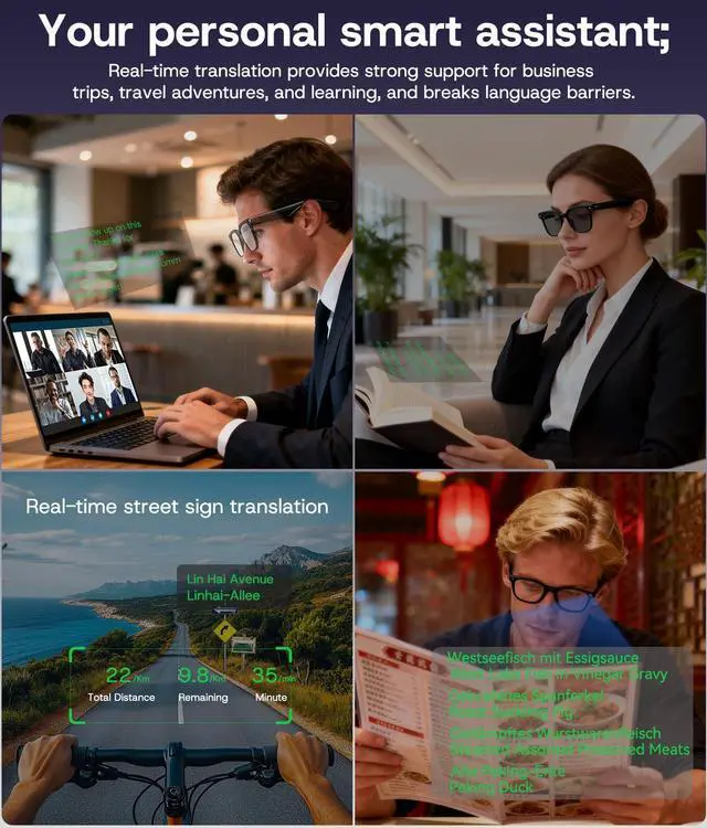 Alt view image 2 of 7 - AI Smart Glasses, Bluetooth Glasses for Men, Women,8MP Camera, Real-time ChatGPT, AI Photo Recognition and Translation,Photochromic Transition Lenses, WiFi Transfer, for Life, Work and Travel