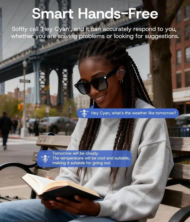 Alt view image 6 of 7 - AI Smart Glasses, Bluetooth Glasses for Men, Women,8MP Camera, Real-time ChatGPT, AI Photo Recognition and Translation,Photochromic Transition Lenses, WiFi Transfer, for Life, Work and Travel