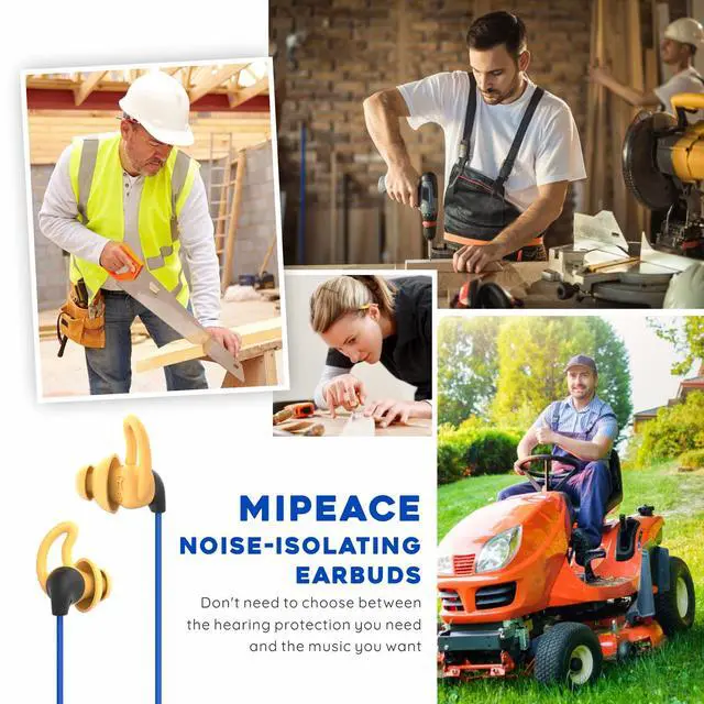 Alt view image 7 of 7 - Ear Plug Headphones for Work, Custom-fit Work Earbuds Earphones-Safety Headphones for Construction Industrial