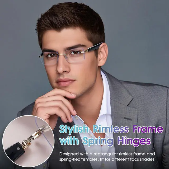 Alt view image 6 of 7 - AI Translation Glasses with 164 Languages, Rimless Bluetooth Audio, Gold | Real-Time Translation, Photochromic Lenses, Open-Ear Speakers, Lightweight Design, Smart Glasses for Travel, Work & Study