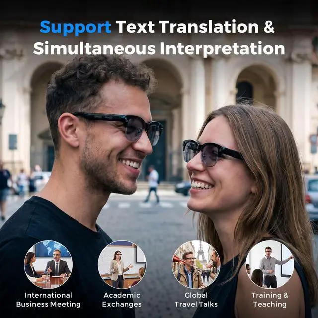 Alt view image 3 of 7 - AI Smart Glasses with Camera and Bluetooth, 4K Recording Glasses Video and Audio, 8MP Smart Sunglasses with 3 Lenses, Real-Time Translation, AI Assistant, Open-Ear Music, Object Recognition