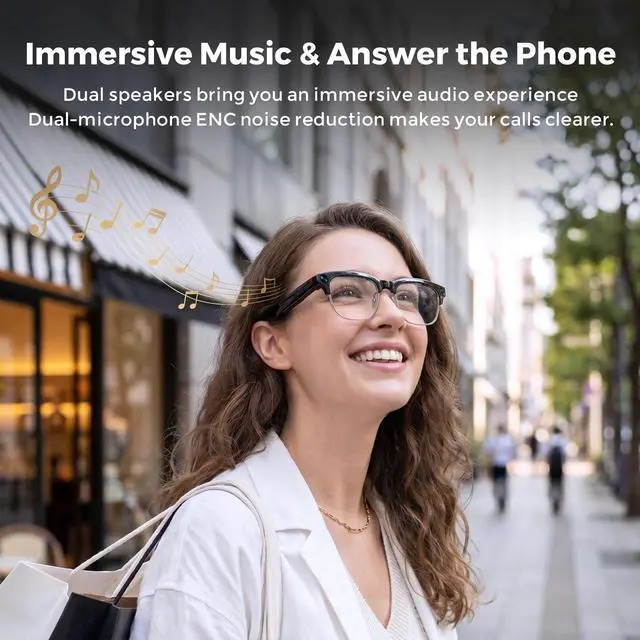 Alt view image 4 of 7 - AI Smart Glasses with Camera and Bluetooth, 4K Recording Glasses Video and Audio, 8MP Smart Sunglasses with 3 Lenses, Real-Time Translation, AI Assistant, Open-Ear Music, Object Recognition