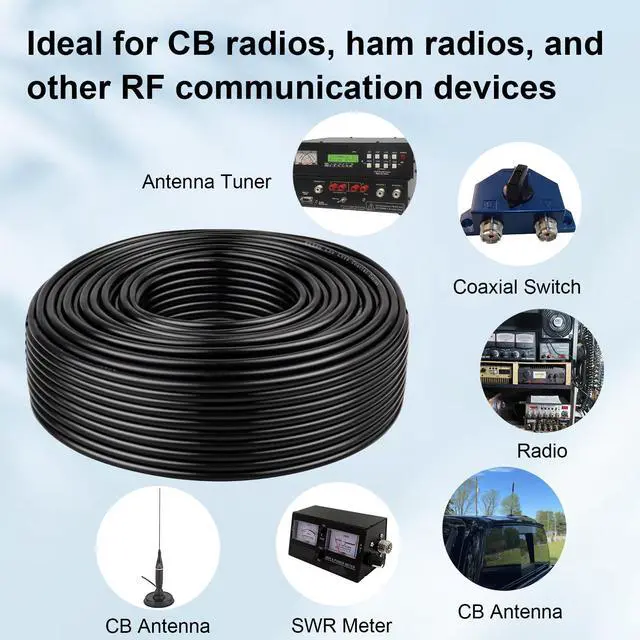 Alt view image 5 of 5 - RG58 Coaxial Cable - 50 Ohm Shielded Cable for RF Communication, Ham Radio, and Antenna Applications 50FT