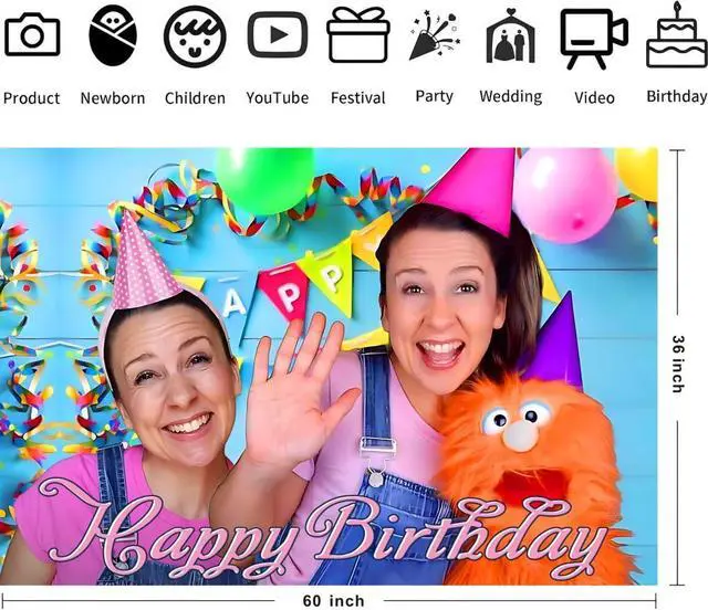 Alt view image 2 of 4 - Rachel Backdrop Birthday Decorations, Rachel Birthday Banner Backdrop for Kids Birthday Party Supplies (5x3ft)