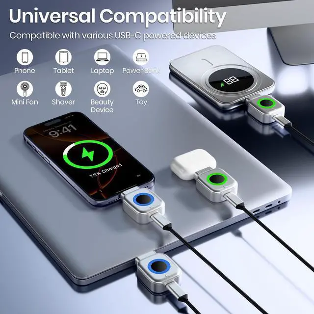 Alt view image 3 of 7 - 140W Smart Auto Stop Charging Adapter with AI Full-Charge Disconnect | Type C Auto Cut-Off Charger Protector Smart Charger, Prevent Battery Aging and Extend Equipment Lifespan for Phone Laptop