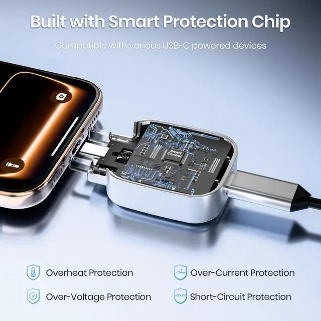 Alt view image 4 of 7 - 140W Smart Auto Stop Charging Adapter with AI Full-Charge Disconnect | Type C Auto Cut-Off Charger Protector Smart Charger, Prevent Battery Aging and Extend Equipment Lifespan for Phone Laptop