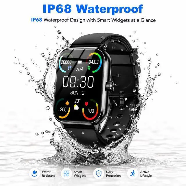 Alt view image 7 of 7 - Smart Watches for Men, 1.83" HD Touchscreen with Bluetooth Calling, 120+ Sport Modes Fitness Tracker, IP68 Waterproof, Heart Rate Sleep Monitor Timer, Compatible with Android iOS(Black)