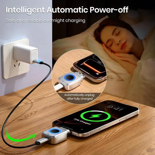 Alt view image 6 of 7 - 140W Smart Auto Stop Charging Adapter with AI Full-Charge Disconnect | Type C Auto Cut-Off Charger Protector Smart Charger, Prevent Battery Aging and Extend Equipment Lifespan for Phone Laptop