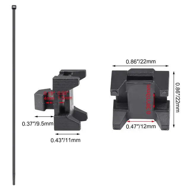 Alt view image 2 of 6 - 25 Pieces Plastic Cable Zip Tie Mounting Blocks, Drop-In Base Mounts for 15 or 40 Series Aluminum T-Slot Extruded Profiles Wire Management