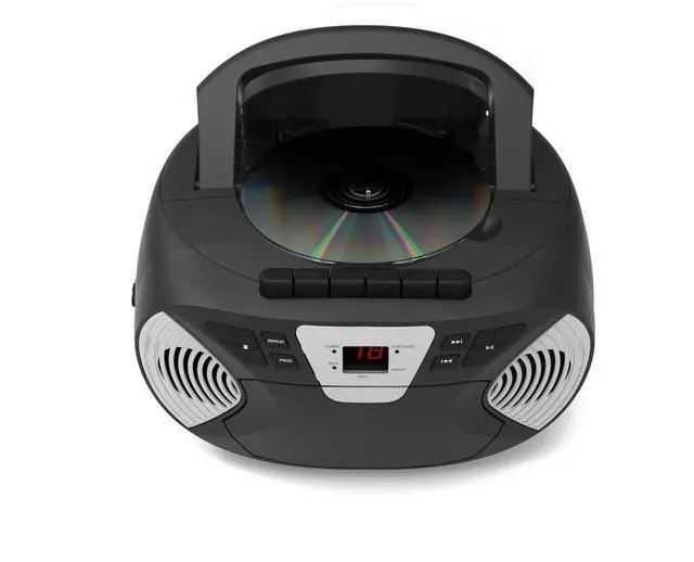 Alt view image 2 of 2 - SYLVANIA SRCD286-SLVRBLK Portable CD Radio Boom Box