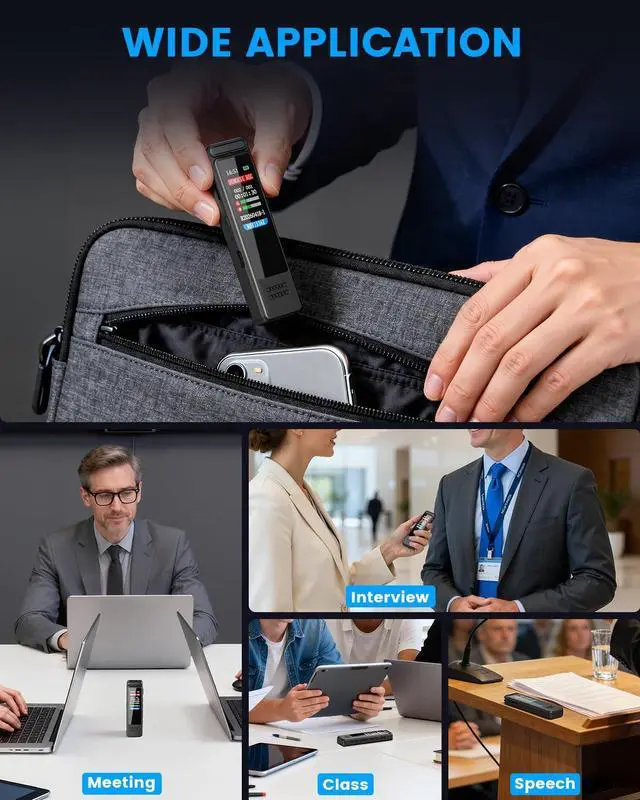 Alt view image 6 of 7 - Digital Voice Recorder, Portable Audio Recorder with Built-in Speaker, Voice Activated, WAV, A-B Repeat & Password Protection Ideal for Meetings, Lectures & Interviews