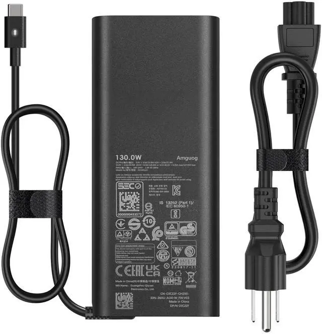 Main image of 130W USB-C Charger Compatible with Dell XPS Precision | 20V 6.5A Type-C Adapter. Fits Latitude, 15 17 9500-9730, 5550-5770. Replaces HA130PM170 DA130PM170 0K00F5