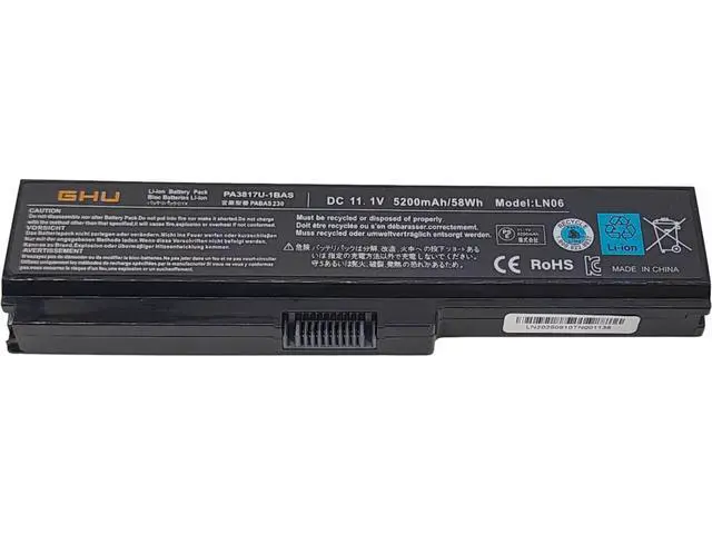 Alt view image 2 of 7 - PA3817U-1BRS Laptop Battery 58Wh Replacement for Toshiba Satellite L755 L675 L750 L700 P755 P750 C655 A655 A665, Compatible with PA3818U-1BRS
