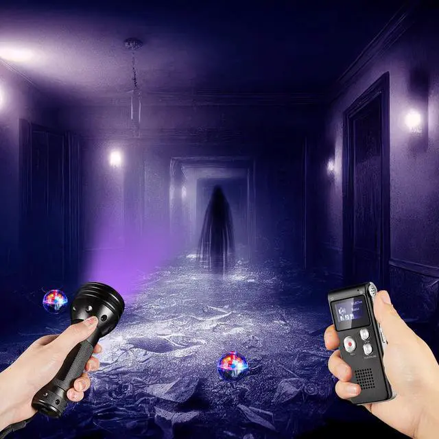 Alt view image 6 of 7 - 4 Pcs Ghost Hunting Equipment Kit for Paranormal Investigation | 1 Evp Voice Recorder 8 Gb, 1 UV Flashlight, 2 LED Light up Cat Balls, Ghost Detection Finding Kit for Outdoor Inspection