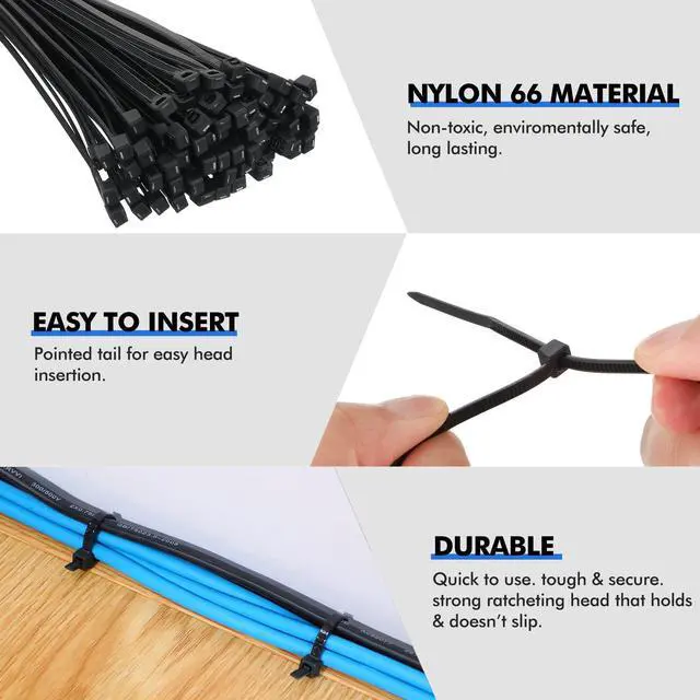 Alt view image 6 of 7 - 500 Pack Long Zip Ties Heavy Duty, Ultra Exclusive Strong Cable Ties Large Industrial Electrical for Indoor Outdoor Plastic Wraps(Black,18 Inch)