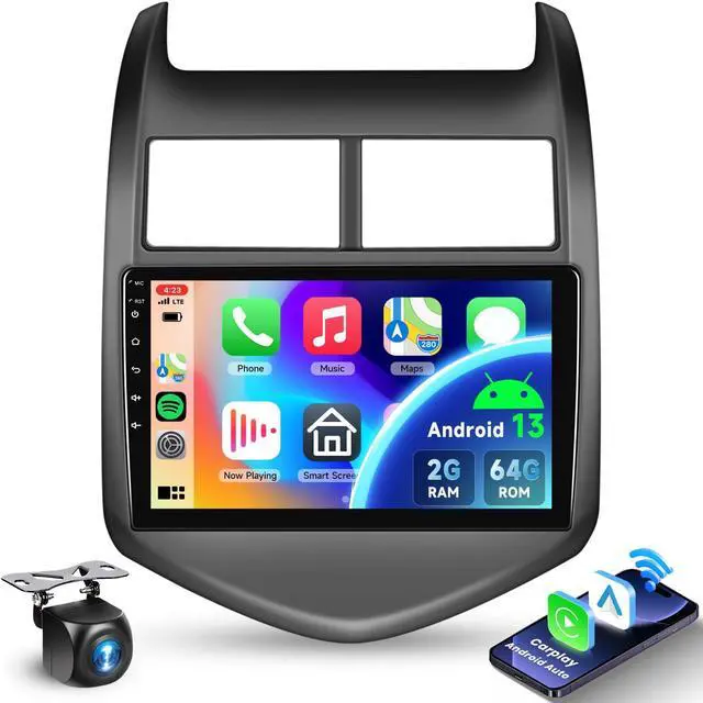 Main image of 2G+64G for Chevrolet Chevy Aveo Sonic 2011-2015 Android 13 Car Stereo with Wireless Carplay Android Auto, 9 Inch Touch Screen Car Radio Support GPS/WiFi/Bluetooth/FM/SWC/Backup Camera