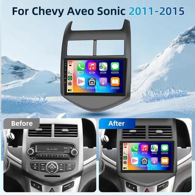Alt view image 2 of 7 - 2G+64G for Chevrolet Chevy Aveo Sonic 2011-2015 Android 13 Car Stereo with Wireless Carplay Android Auto, 9 Inch Touch Screen Car Radio Support GPS/WiFi/Bluetooth/FM/SWC/Backup Camera