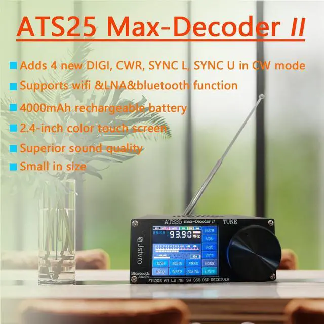 Alt view image 2 of 7 - Upgraded SI4732 ATS25 Max-Decoder II Shortwave Radio Receiver | adds four new modes CW, RTty Decoding, WiFi, BT and Four Audio Spectrum, HI-Z, supports AM FM RDS LW MW SW SSB DSP