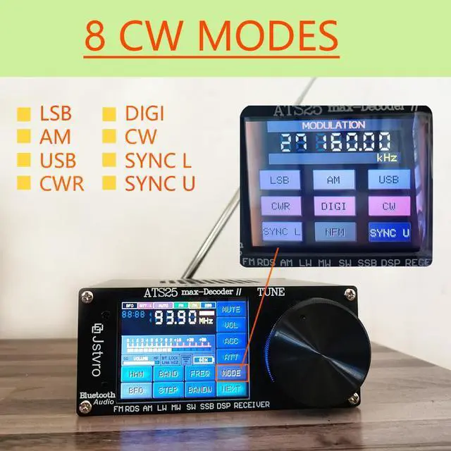 Alt view image 3 of 7 - Upgraded SI4732 ATS25 Max-Decoder II Shortwave Radio Receiver | adds four new modes CW, RTty Decoding, WiFi, BT and Four Audio Spectrum, HI-Z, supports AM FM RDS LW MW SW SSB DSP