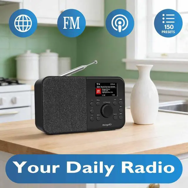 Alt view image 2 of 6 - SR-L Radio, Bluetooth, FM & Internet, 150 Presets- Black | Podcast player, 50,000+ internet stations, alarm clock, sleep timer, colour display, mains or battery, compact kitchen radio