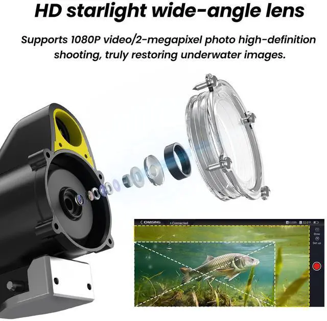 Alt view image 4 of 7 - Chasing CF1 Underwater Fishing Camera Kit,1080P Full HD Portable Video Fish Finder,APP Remote Control Real-time Observation,Fishing Camera with Infrared Light for Sea, Lake, Boat, Ice Fishing