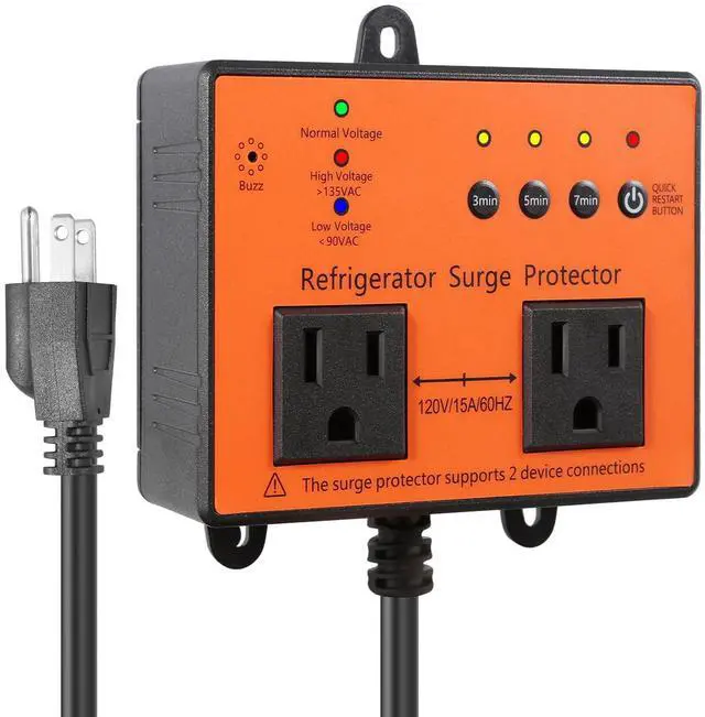 Main image of Refrigerator Surge Protector, Double Outlet Voltage Protector for Home Appliances, Protects Refrigerators and Washing Machines from High and Low Voltages, Blackouts and Voltage Spikes