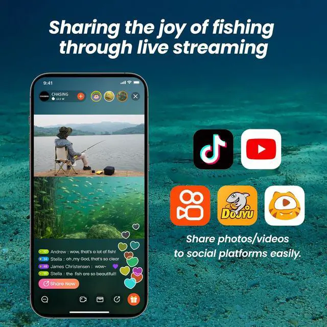 Alt view image 7 of 7 - Chasing CF1 Underwater Fishing Camera Kit,1080P Full HD Portable Video Fish Finder,APP Remote Control Real-time Observation,Fishing Camera with Infrared Light for Sea, Lake, Boat, Ice Fishing