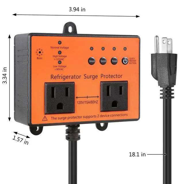 Alt view image 4 of 6 - Refrigerator Surge Protector, Double Outlet Voltage Protector for Home Appliances, Protects Refrigerators and Washing Machines from High and Low Voltages, Blackouts and Voltage Spikes
