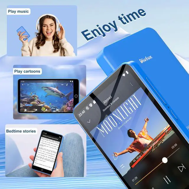Alt view image 7 of 7 - 80GB MP3 Player with Bluetooth and WiFi, Music Player with Spotify,Pandora,Amazon Music,4" Touch Screen Android MP4& MP3 Player for Kids with Libby,Audible,Spotify Kids(Black) (Blue)