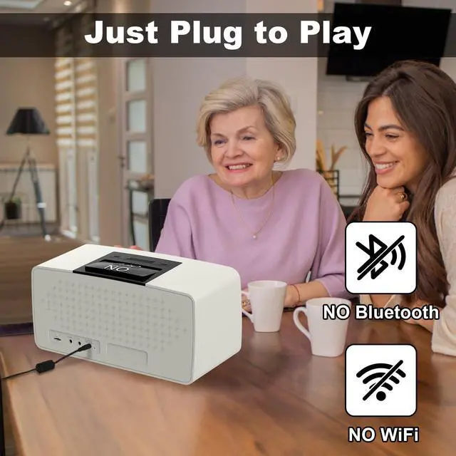 Alt view image 3 of 6 - Simple Music Player for Elderly, Easy Audiobook Player with 32GB TF Card & Card Reader for Dementia, Alzheimers, Visually Impaired, Low Vision Patients, Wired - GrayishWhite
